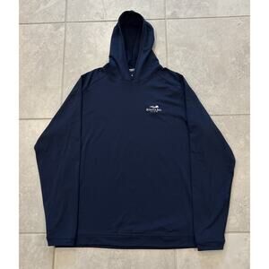 Peter Millar Hoodie Mens Sz L Blue Pine Performance Sun Protection Pullover Logo